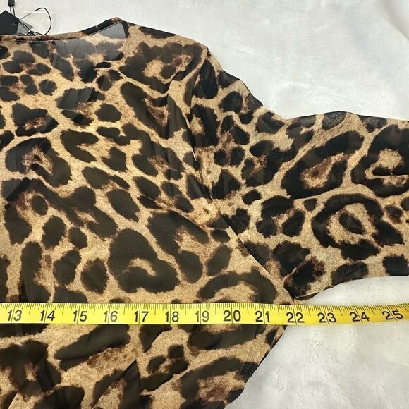 OHS Clothing Women's 2XL Long Sleeve Wrap Front Belted Leopard Maxi Dress Brown - Picture 11 of 14